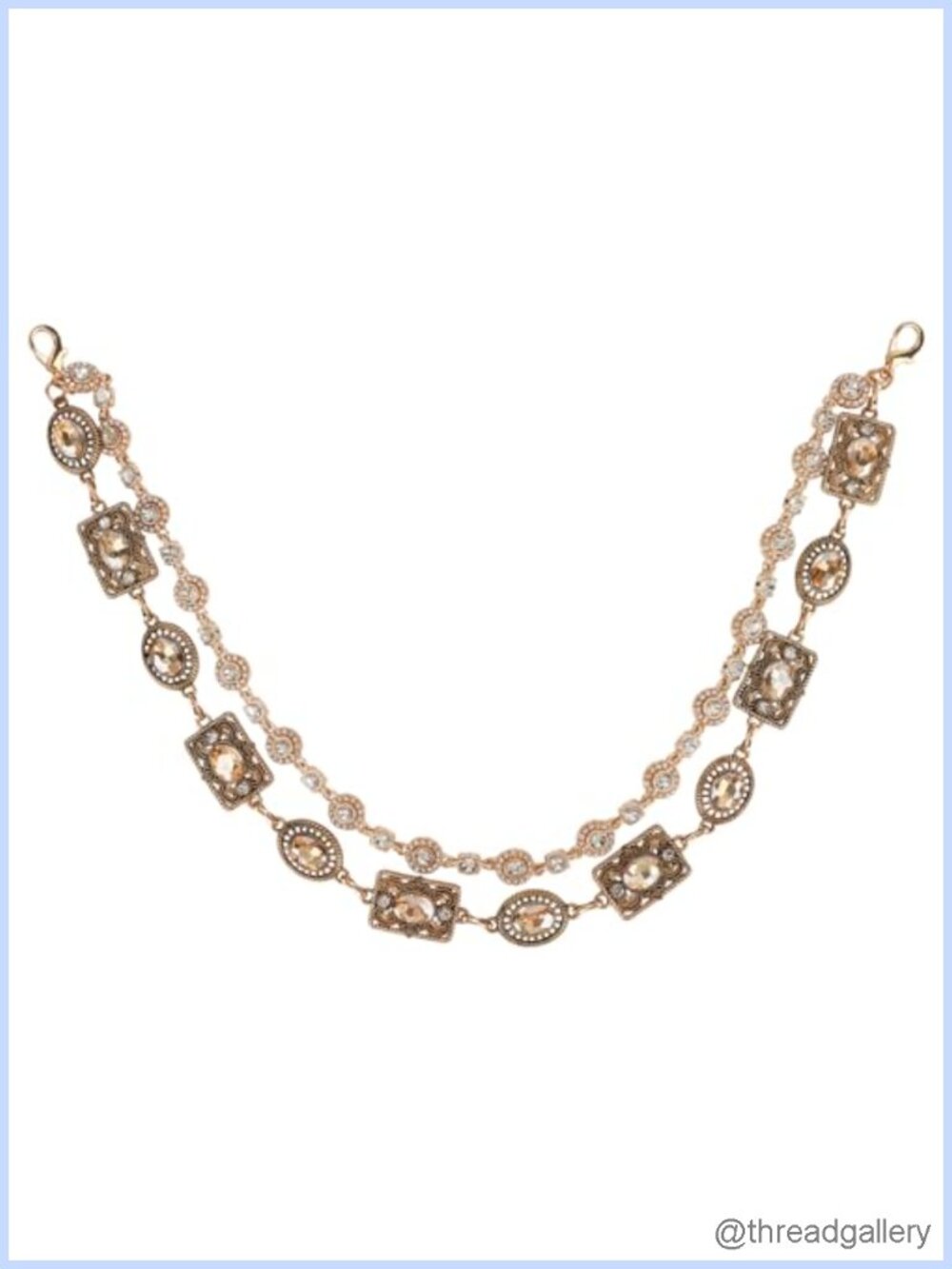 Vintage Gold-Tone Rhinestone Layered Waist Chain Belt Metal Pants Chain